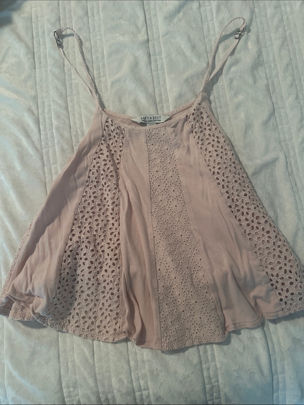American Eagle Outfitters Blush Pink Lace-Panel Camisole